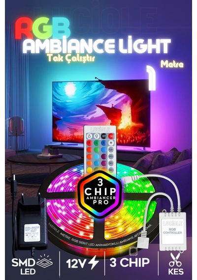 1 Metre Rgb Şerit Led Kumandalı Tak Çalıştır Set