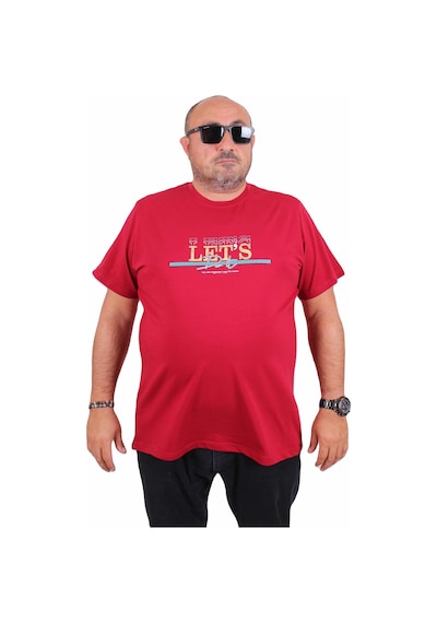 Moc Grande Mocgrande Erkek Büyük Beden Sıfır Yaka Tişört Let's Do It 25186 Bordo Bordo