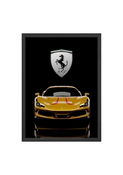Ferrari F8 Spider Siyah Ahşap Çerçeveli Poster, Dekoratif Araba Duvar Tablosu