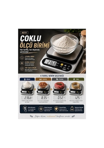 Dijital Mutfak Ve Kahve Tartısı Hassas Gram Terazisi Paslanmaz Çelik Lcd Ekran Çoklu Ölçüm G/oz 10 Kg Kapasite Diğer