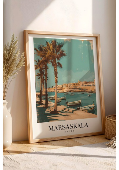 Marsaskala Malta Vintage Seyahat Posteri Çerçeveli Tablo - Premium Akdeniz Sahil Elit Duvar Dekoru Kayın Marsaskala Malta Vintage Seyahat Posteri Çerçeveli Tablo - Premium Akdeniz Sahil Elit Duvar Dekoru Kayın