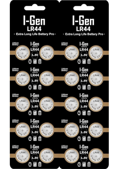 I-gen Batteries Lr44 1.5v Alkalin Düğme Pil Ag13, A76, L1154 20'li Paket