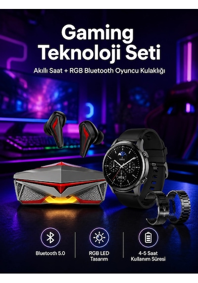 Mey İthalat Anc Özellikli Bluetooth Kulaklık Ve Amoled Ekran Akıllı Saat Uyku Ve Sağlık Takibi Nabız Ölçer