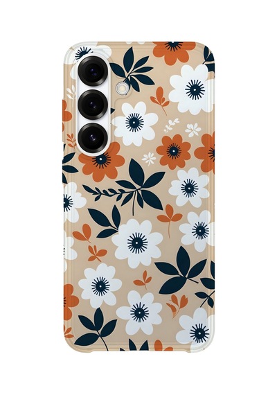 Samsung Galaxy S25 Uyumlu Baskılı Şeffaf Telefon Kılıfı Koleksiyon: Pastel Flowers 5