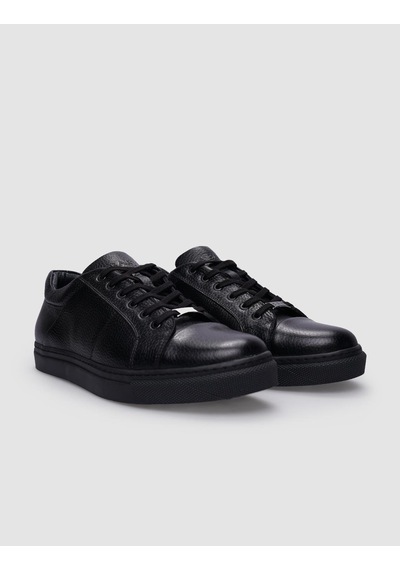 Cabani %100 Hakiki Deri Siyah Bağcıklı Erkek Sneaker Siyah