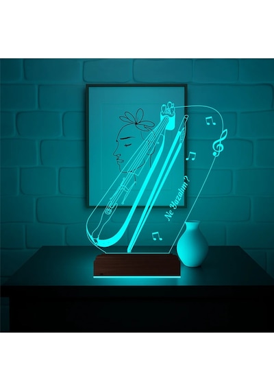 Luvivia Kemençe Müzik Nota Müzisyen Hediye Kişiye Özel 3d Lamba - Masa Gece Lambası Şeffaf