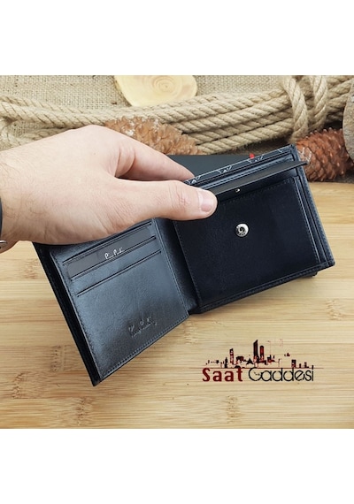 Bozuk Para Bölmeli İsme Özel Pierre Cardin Erkek Cüzdan +hediyeli Siyah