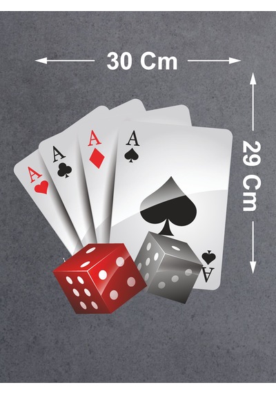 Poker Iskambil Kağıdı Sticker - Araba Oto Motosiklet Araç Cam Sticker - 00093 30x29 Cm