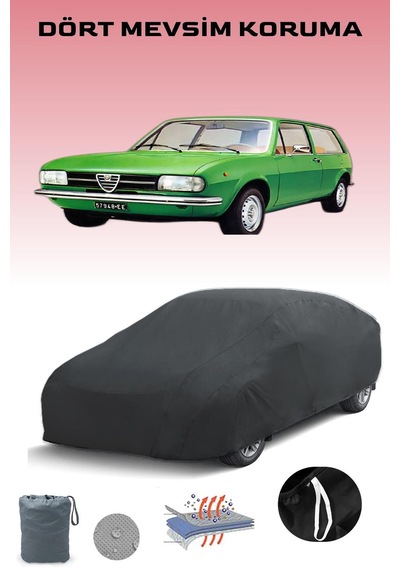 Siyah Alfa Romeo Alfasud Giardinetta 1975 - 1978 Araba Brandası, Oto Örtüsü, Araba Çadırı Siyah