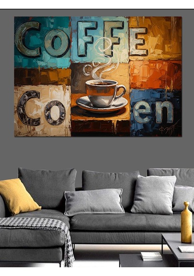 Ahşap Tablo Kahve Fincanı Ve Coffee Yazıları