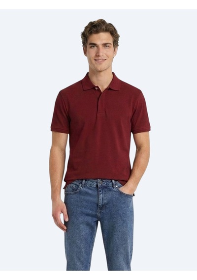 Kip Bordo Düz %100 Pamuk T-shirt