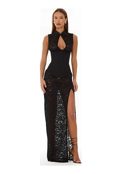 Havens Sedona Corse & Dantel Elbise + G-string Siyah