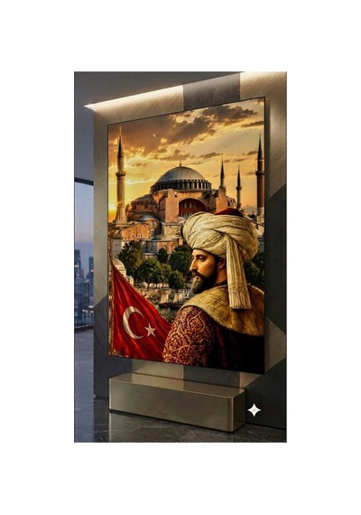 4mm Tamperli Uv Baskı Kırılımaz Cam Tablo Ev Ofis Duvar Dekor Hediyelik Tablo Fatih Sultan Mehmet Osmanlı Ayasofya Miğfer 1453 Fsm Abdülhamit Han Deluxe Uhd Baskı Canlı Sağlam Gerçek Cam
