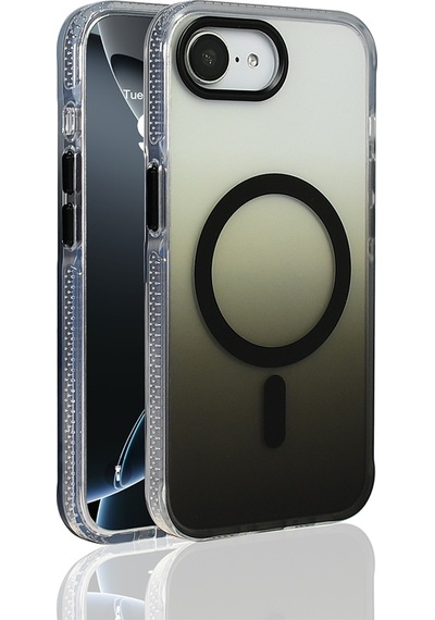 Subutu Apple Uyumlu iPhone 16e Kılıf M-safe Şarj Özellikli Transparan Renk Geçişli Sbt Toros Kapak - Siyah Siyah