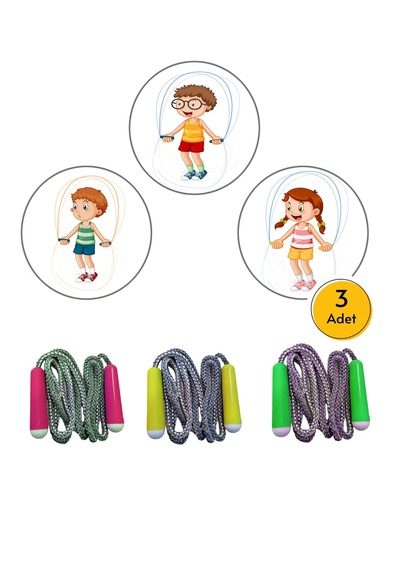 Spor Byfit Çocuklar İçin Özel 2 Metre Doğal Örgü Atlama İpi - 3 Adet