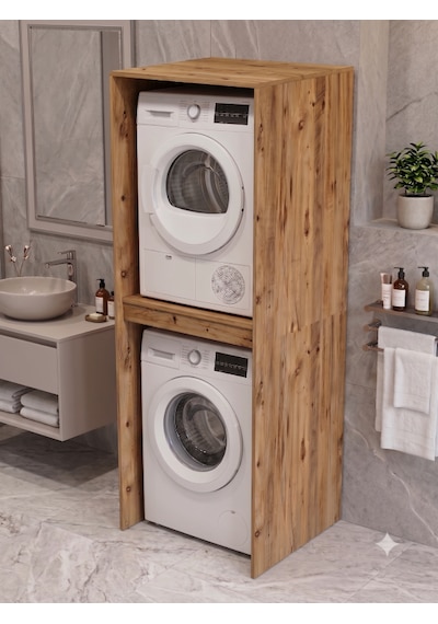 Netto Çamaşır & Kurutma Makine Dolabı Çok Amaçlı Dolap Banyo Dolabı Atlantik Çam