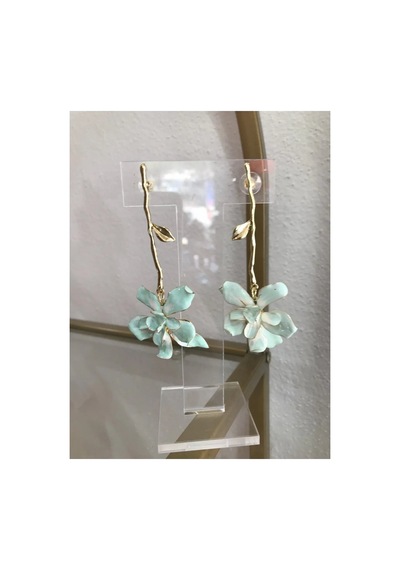 Linalya Jewelry Çiçek Küpe Turkuaz - Model 181