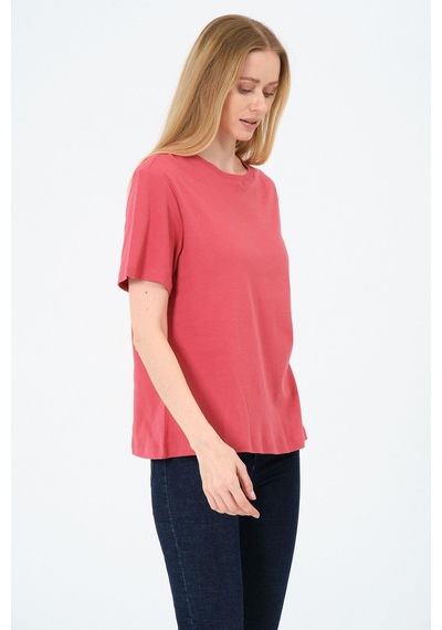 Kadın Bisiklet Yaka Kısa Kollu Basic T-shirt - İnterlok Kumaş Çok Renkli