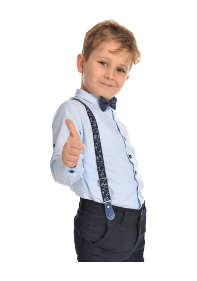 Mnk Baby & Kids Oxford Gömlek Uzun Pantolon Erkek Çocuk Takımı Mavi