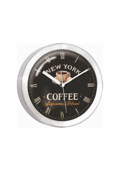 Coffee New York 10Cm Çapında Mıknatıslı Buzdolabı Ve Duvar Saati Çok Renkli