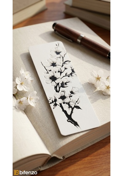 Bahar Dalı Ve Çiçek Motifli Kabartma Dokulu Kitap Ayracı - Minimalist Beyaz Estetik Kitap Aksesuarı