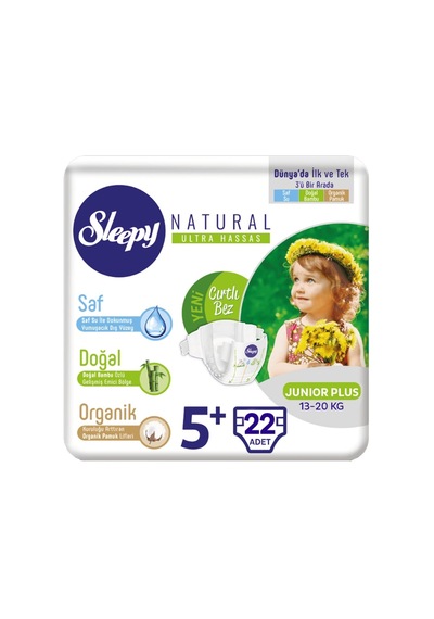 Sleepy Natural Bebek Bezi 5+ Numara Junior Plus 22 Adet