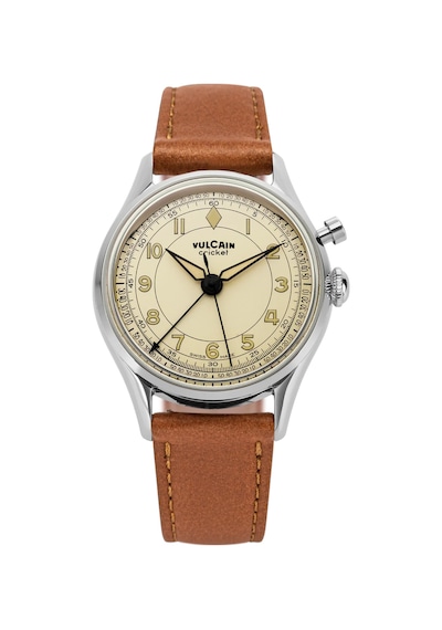 Vulcain Cricket Classique 39 Mm Eggshell Sapphire Caseback Mekanik Alarm Erkek Kol Saati Metalik