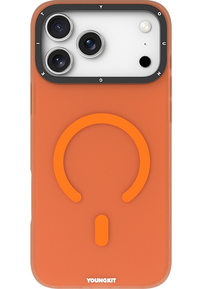 Apple Uyumlu iPhone 17 Pro Max Kılıf M-safe Şarj Özellikli Youngkit Hidden Sand Serisi Kapak Turuncu Turuncu