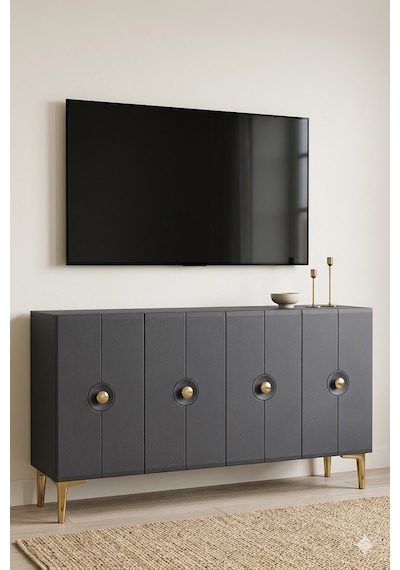 Ka1235ag Enlem Konsol Ve Tv Sehpası Antrasit-gold 120cm