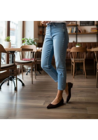 Ne&ve Shoes Kahve Rugan Sivri Burun Kadın Şık Ve Rahat Günlük Babet Kahverengi