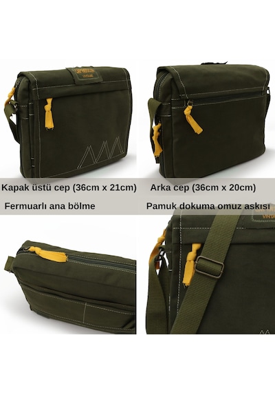 Cappadocia Vintage 4009 Omuz Postacı Haki 15.6 İnç Laptop Çantası Haki - Haki