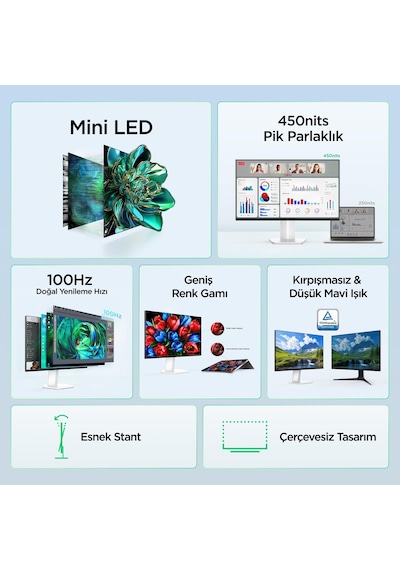 TCL 24G54 Ofis Ve Çalışma Monitörü 24" 100hz Fhd Mini Led Va Panel Ev, Okul Ve İş Ekranı Hdmı+vga, 400 Nits, Göz Koruma