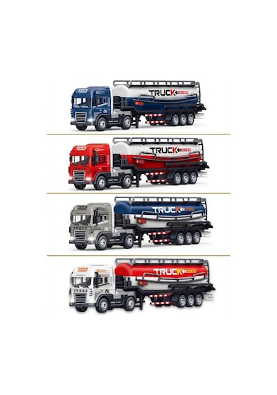 1:24 Ölçek Diecast Metal Kafa Işıklı Ve Sesli Oyuncak Tanker Tırı - Ayrılabilir Dorseli Model Araba