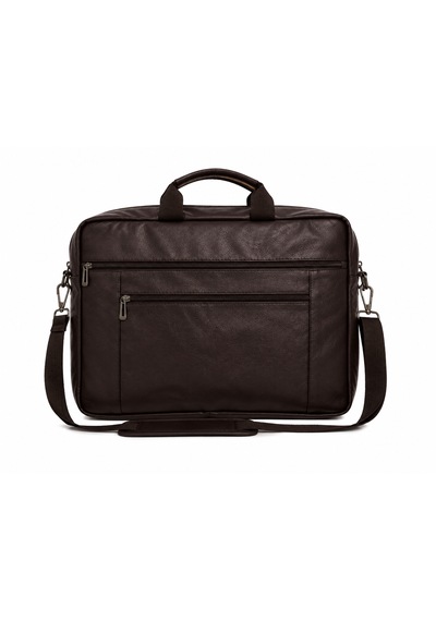 Mıno Tech Unisex Suni Deri Laptop Evrak Çantası Ayarlanabilir Omuz Askılı Acı Kahverengi