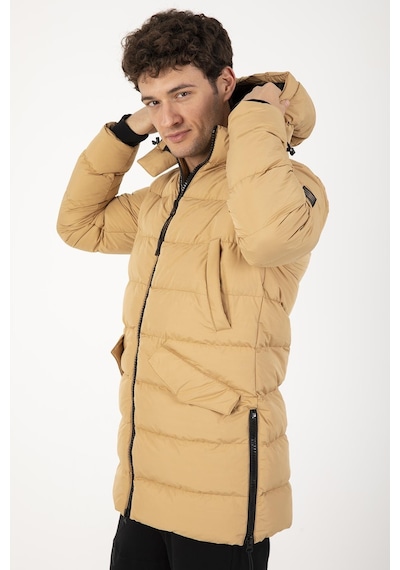 Maraton Sportswear Regular Erkek Kapşonlu Uzun Kol Basic Camel Mont 21262-camel Camel