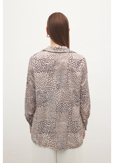 Sateen Desenli Klasik Gömlek - Kahve-137180 kahve