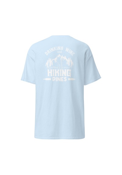 Wildstyle Drinking Wine And Hiking Pines Doğa Yürüyüşü Baskılı Unisex Pamuklu Tişört Bebek Mavisi