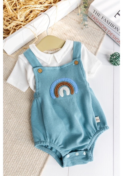 Babymod Gök Kuşaklı 100% Pamuk Erkek Bebek Salopet Yazlık Tulum Yeşil