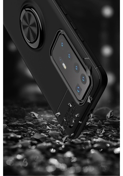 Gld-spt- Newface Huawei P40 Pro Kılıf Range Yüzüklü Silikon - Siyah-mavi