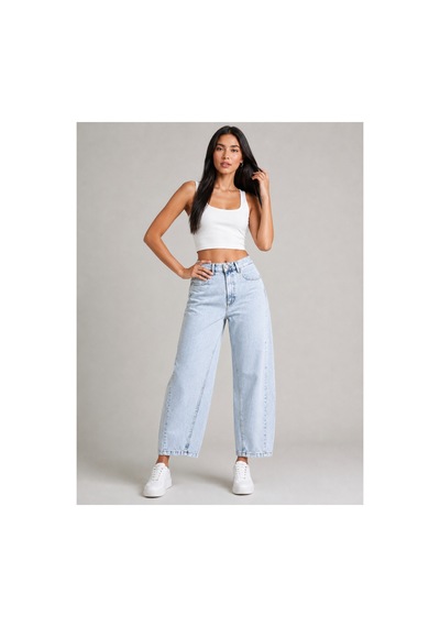 Bluemarlin Buz Kar Yan Pens İşlemli Parçalı Tam Kalıp Baggy Jeans Buz Kar