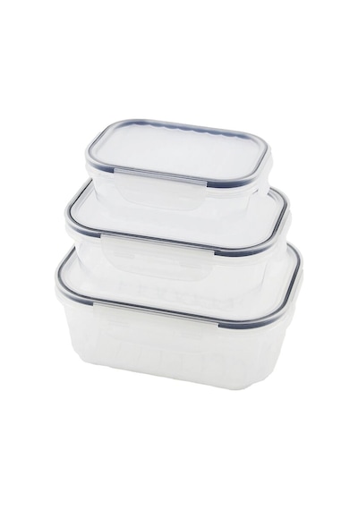 Lb 3pcs Sızdırmaz Saklama Kabı Seti Şeffaf Kap Buğulu Contalı Kapak 500 1000 1700ml Çok Renkli