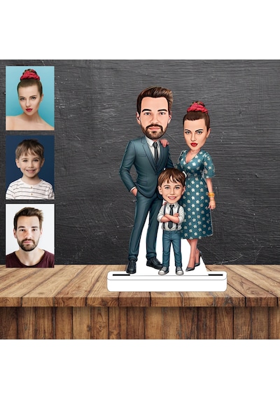 Anne Baba Çocuk Karikatür Figürü,sevgiliye Hediye,doğum Günü Hediyesi