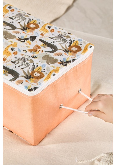 Serstil Safari Animals Serisi Küçük Hurç -fermuarlı Çocuk Odası Düzenleme Kumaş Saklama Organizer 52x28x21cm