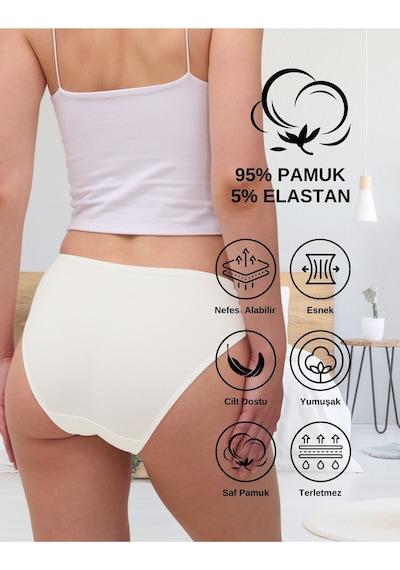 Alya Underwear Kadın Pamuklu Hipster - Slip Külot 5 Farklı Renk 1 Pakette Cok Renkli