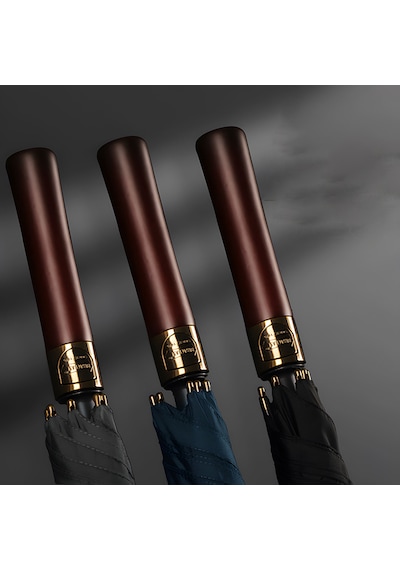 Newdaki Protokol Yağmur Şemsiyesi 130 Cm Taşıma Kılıflı 2 Kişilik Ahşap Düz Saplı 1. Kalite Şık Ve Dayanıklı Koyu Gri