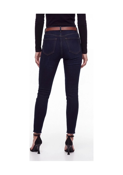 CEMO Kadın Yüksek Bel Skinny Fit Jean Pantolon Koyu Mavi