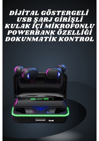 İkili Bluetooth Kulaklık Dijital Göstergeli Uzun Pil Ömrü Yüksek Ses Kaliteli Kulak Içi