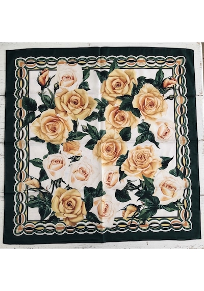 Trend Dokunuş Kadın 70-70 Saten Güldesenli Fular Bandana Gül