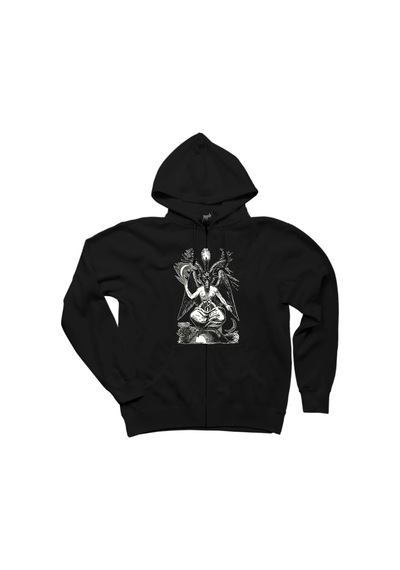 Baphomet Cliphas Levi Del Siyah Fermuarlı Kapşonlu Sweatshirt