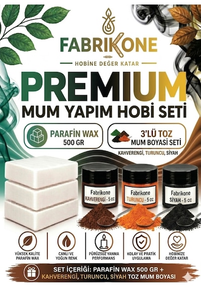 Premium Mum Yapım Hobi Seti - Parafin Wax 500 Gr - 3'lü Toz Mum Boyası Seti - Kahverengi, Turuncu, Siyah Bkfabpw5003khts Karışık